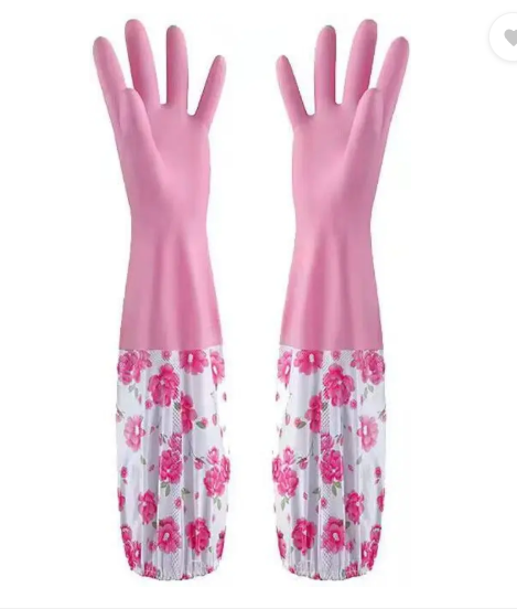Reusable PVC Latex Kitchen Gloves Wet and Dry Glove  (Free Size)
